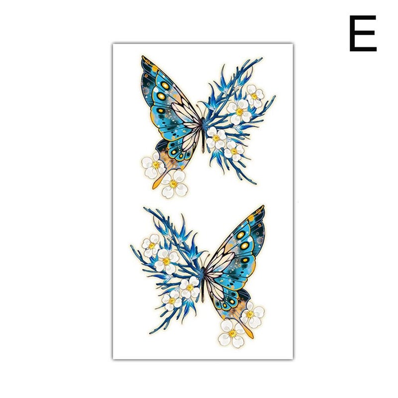 Cute and simple temporary tattoo stickers with English letters, flowers, butterflies, and sketch lines. Waterproof temporary tattoo stickers.